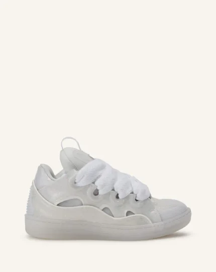 Leather curb sneakers with glitter effect