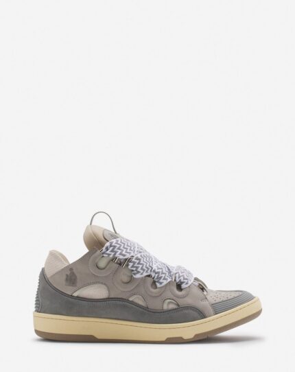Men’s Leather curb sneakers Grey