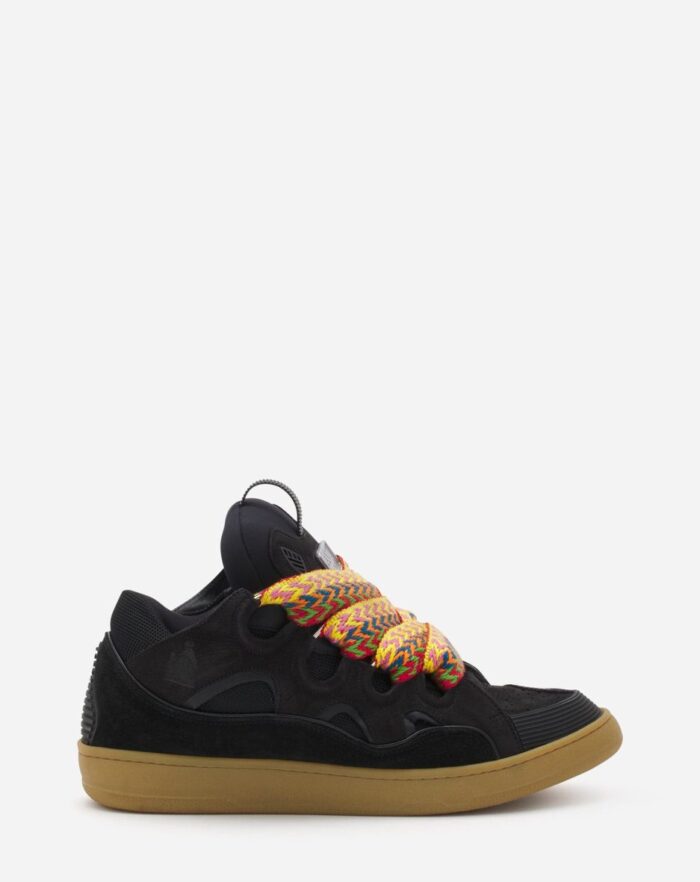 Leather curb sneakers Black