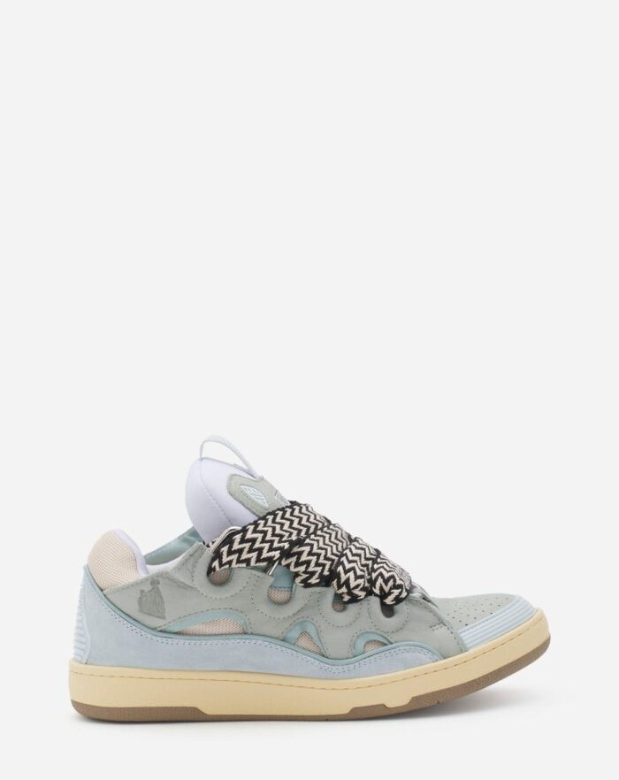 Leather curb sneakers Pale Blue