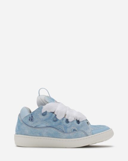 Curb denim-effect leather sneakers Denim Blue
