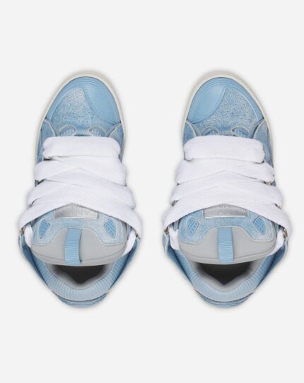 Curb denim-effect leather sneakers Denim Blue