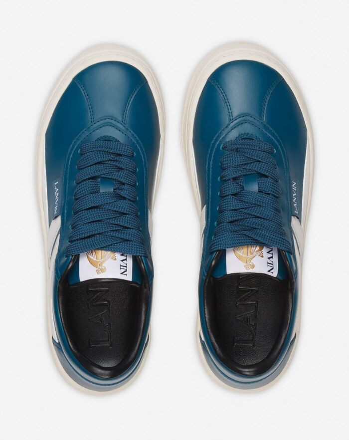 Lanvin cash leather sneakers Petrol/Ecru