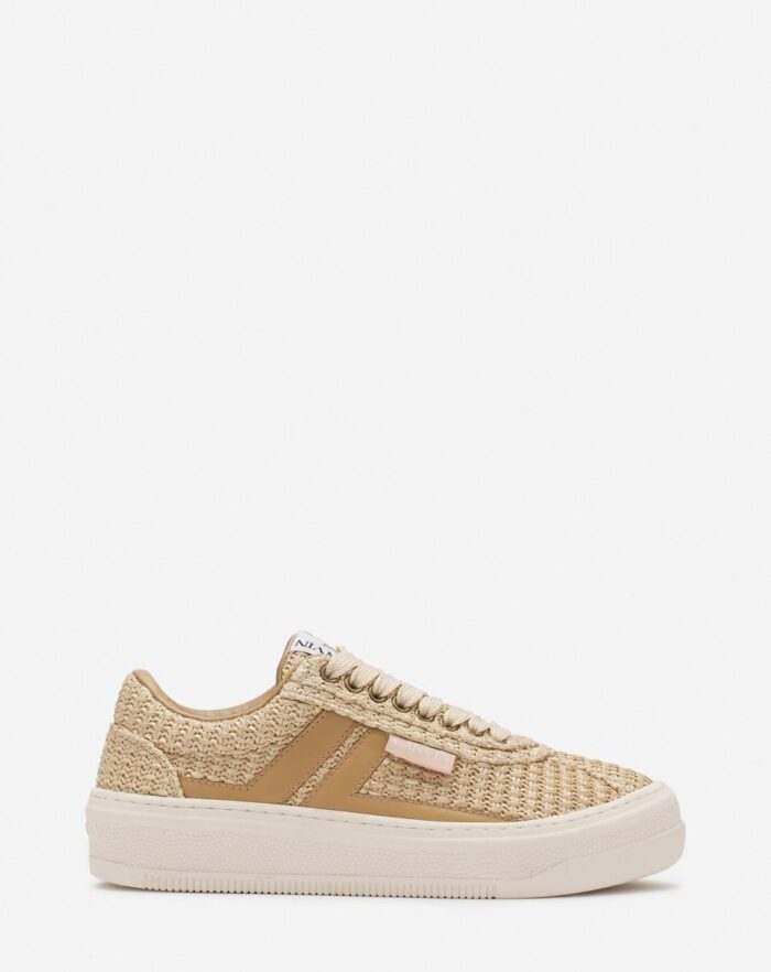 Lanvin cash raffia sneakers Natural