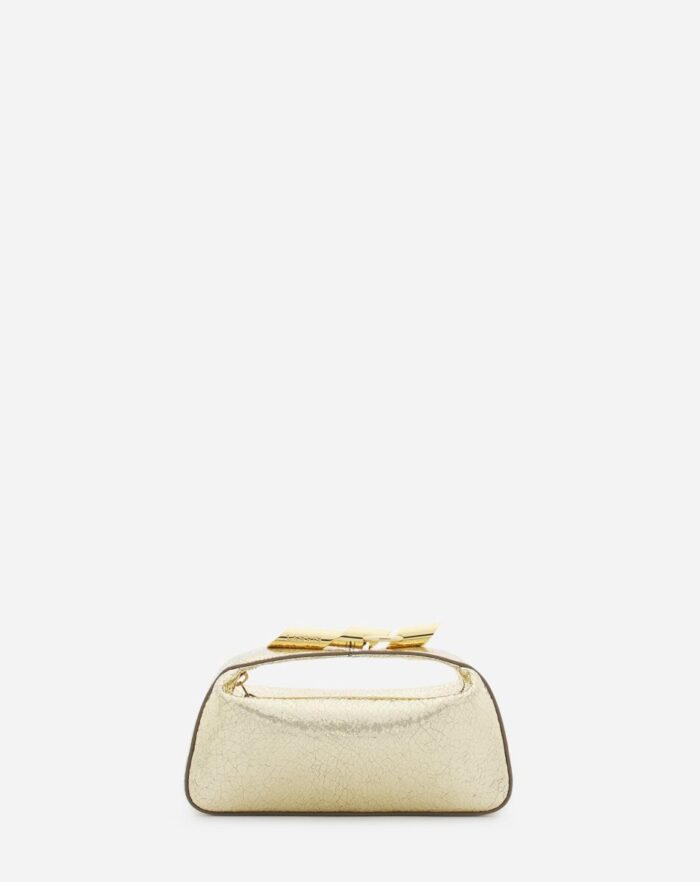 Women’s Haute séquence clutch bag in crackled metallic leather Gold