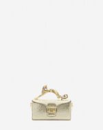 Women’s Nano pencil cat bag in crackled metallic leather Gold