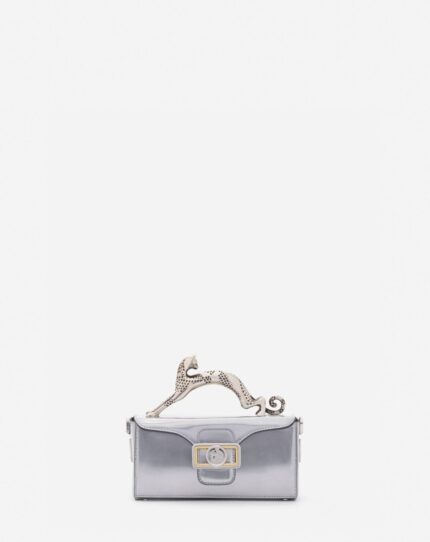 Women’s Nano pencil cat bag in metallic leather SILVER