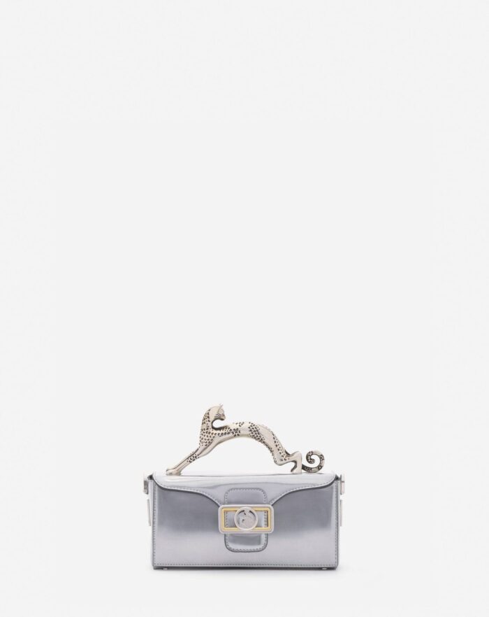 Women’s Nano pencil cat bag in metallic leather SILVER