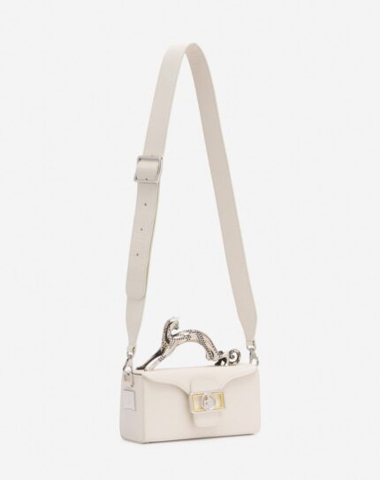 Women’s Nano pencil cat leather bag Chalk