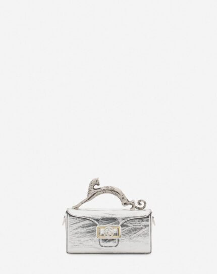 Women’s Nano pencil cat bag in metallic leather Silver