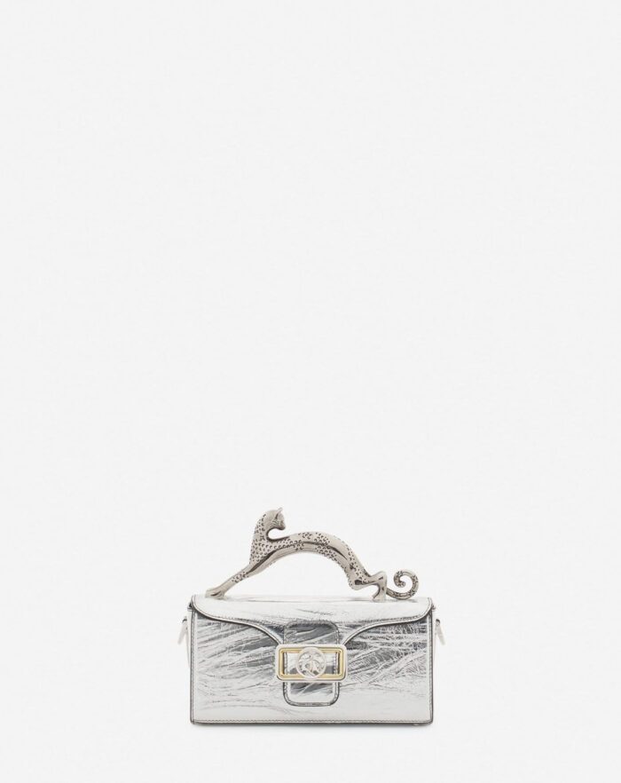 Women’s Nano pencil cat bag in metallic leather Silver