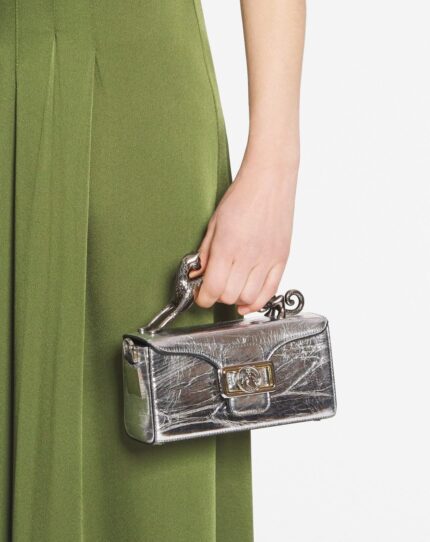 Women’s Nano pencil cat bag in metallic leather Silver