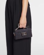 Women’s Nano pencil cat bag in suede Black