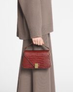 Women’s Concerto arpège bag in crocodile-effect leather Mahogany