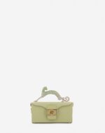 Women’s Nano pencil cat bag in leather and rhinestones Almond/Vanilla