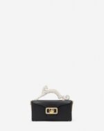 Women’s Nano pencil cat bag in leather and rhinestone Black