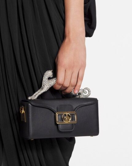 Women’s Nano pencil cat bag in leather and rhinestone Black