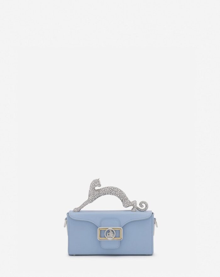 Women’s Nano pencil cat bag in leather and rhinestone Newlanvin Blue