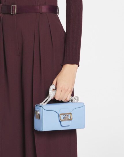 Women’s Nano pencil cat bag in leather and rhinestone Newlanvin Blue