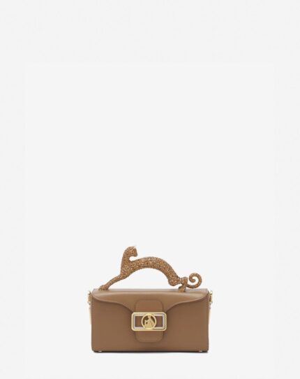 Women’s Nano pencil cat bag in leather and rhinestone Desert