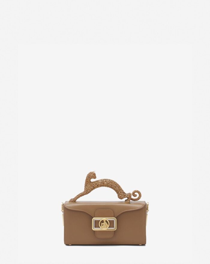 Women’s Nano pencil cat bag in leather and rhinestone Desert