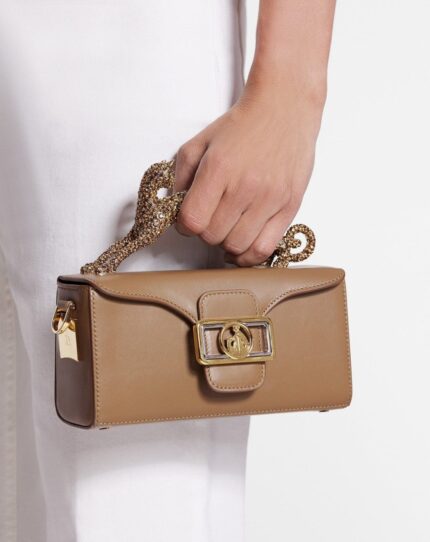 Women’s Nano pencil cat bag in leather and rhinestone Desert