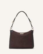 Women’s Asymmetrical suede compagnon bag Dark Mocha