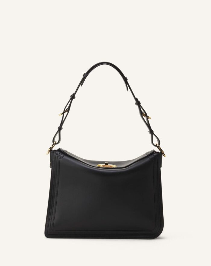 Women’s Asymmetrical leather compagnon bag Black