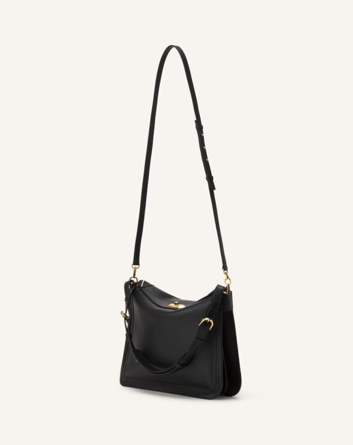Women’s Asymmetrical leather compagnon bag Black