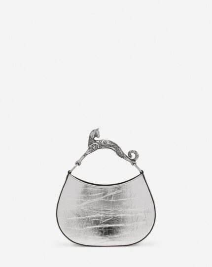 Women’s Hobo cat bag in metallic leather Silver
