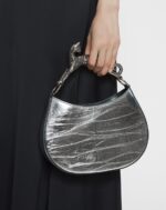Women’s Hobo cat bag in metallic leather Silver