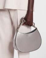 Women’s Hobo cat metallic leather bag Silver