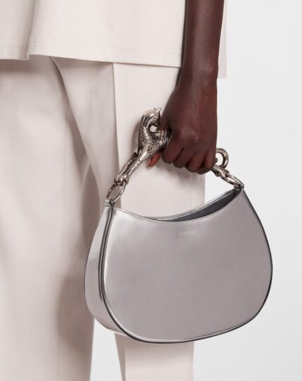Women’s Hobo cat metallic leather bag Silver