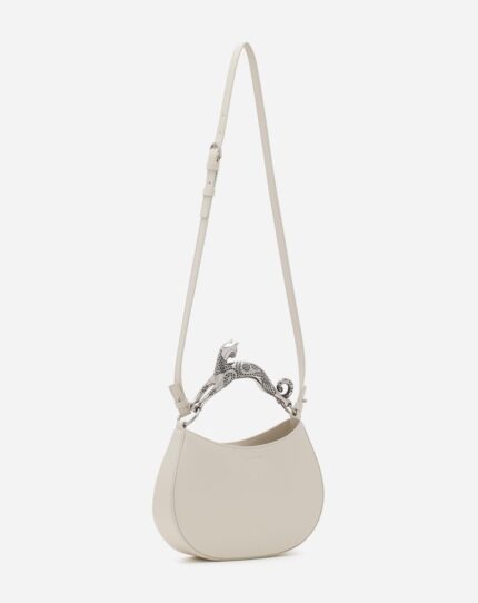 Women’s Hobo cat leather bag Chalk