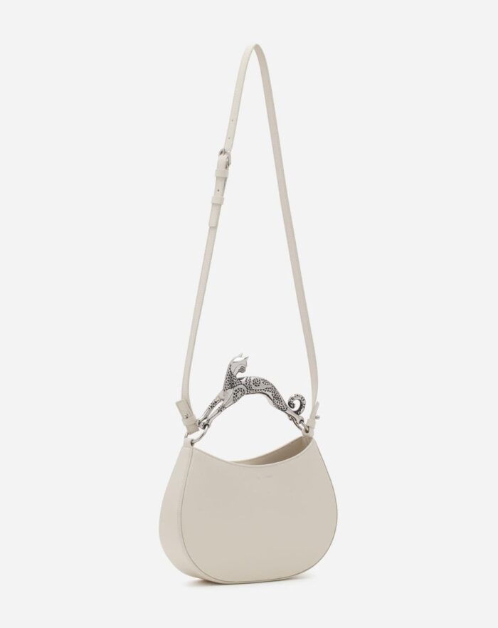 Women’s Hobo cat leather bag Chalk