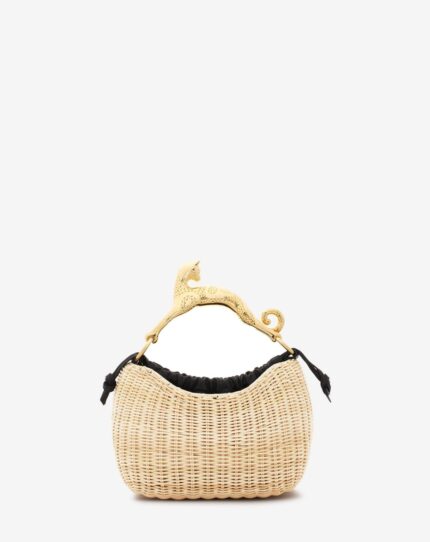 Women’s Wicker hobo cat bag sm Natural/Black