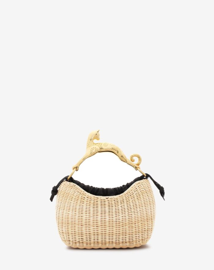 Women’s Wicker hobo cat bag sm Natural/Black