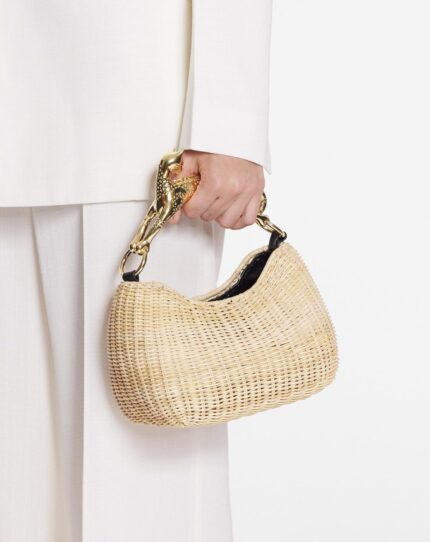 Women’s Wicker hobo cat bag sm Natural/Black