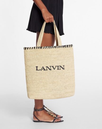 Women’s Lanvin raffia tote bag Natural/Black