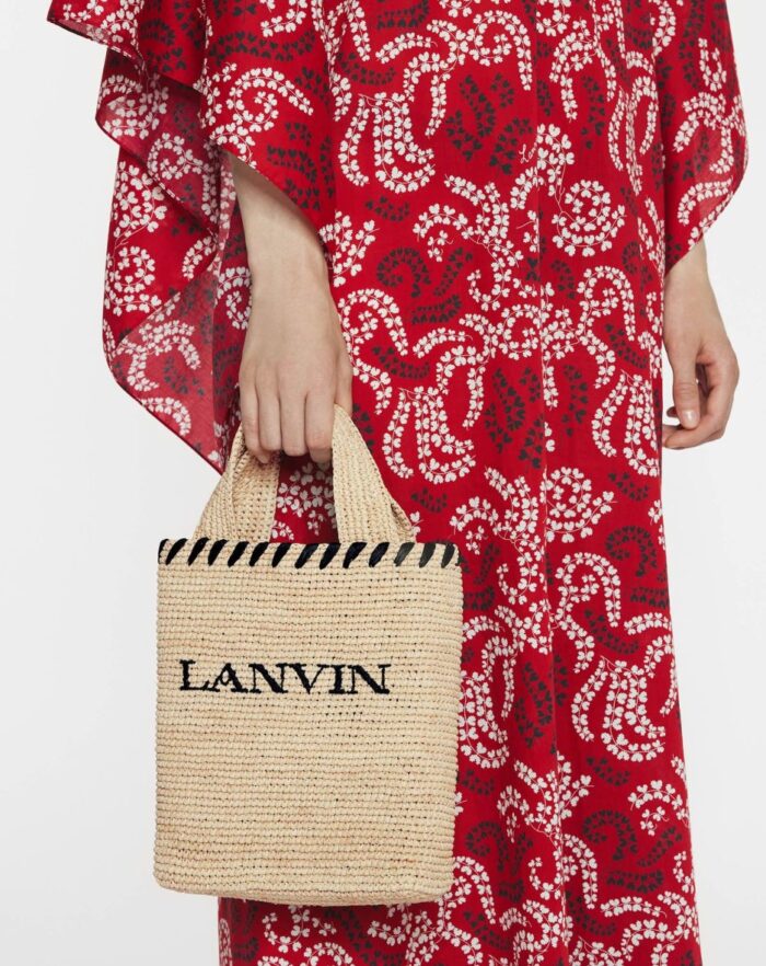 Women’s Lanvin nano raffia tote bag Natural/Black