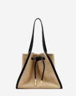 Women’s Sequence bag in leather and raffia Natural/Black