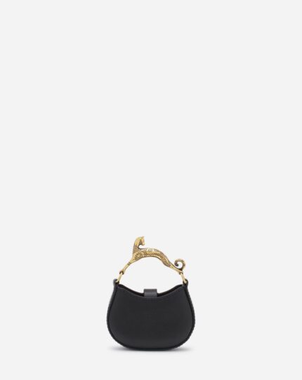 Women’s Micro hobo cat charm bag in leather Black