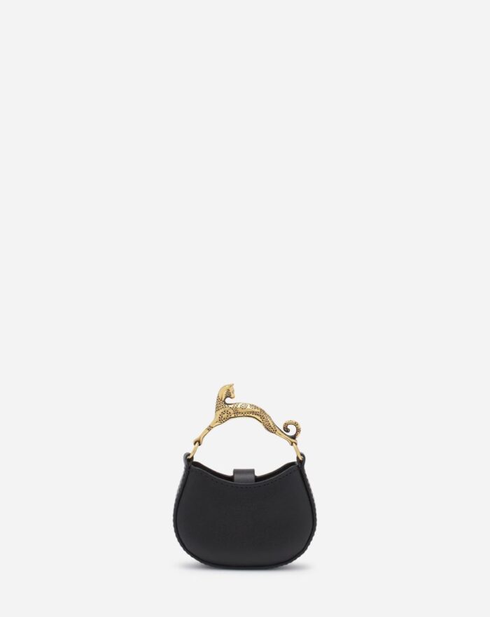 Women’s Micro hobo cat charm bag in leather Black